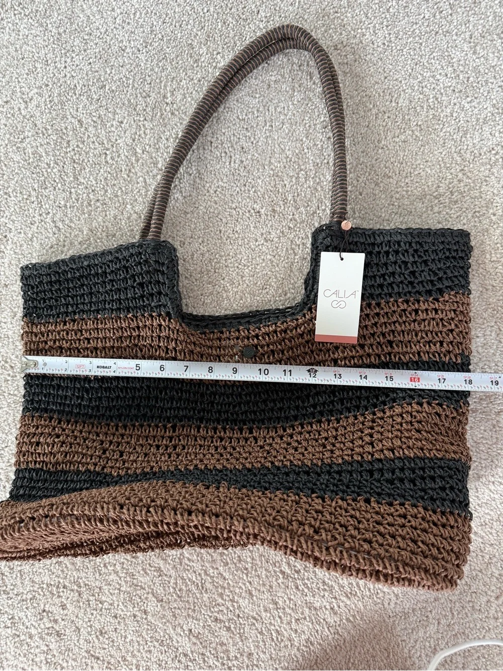 Calla Brown & Black Striped Crochet Tote